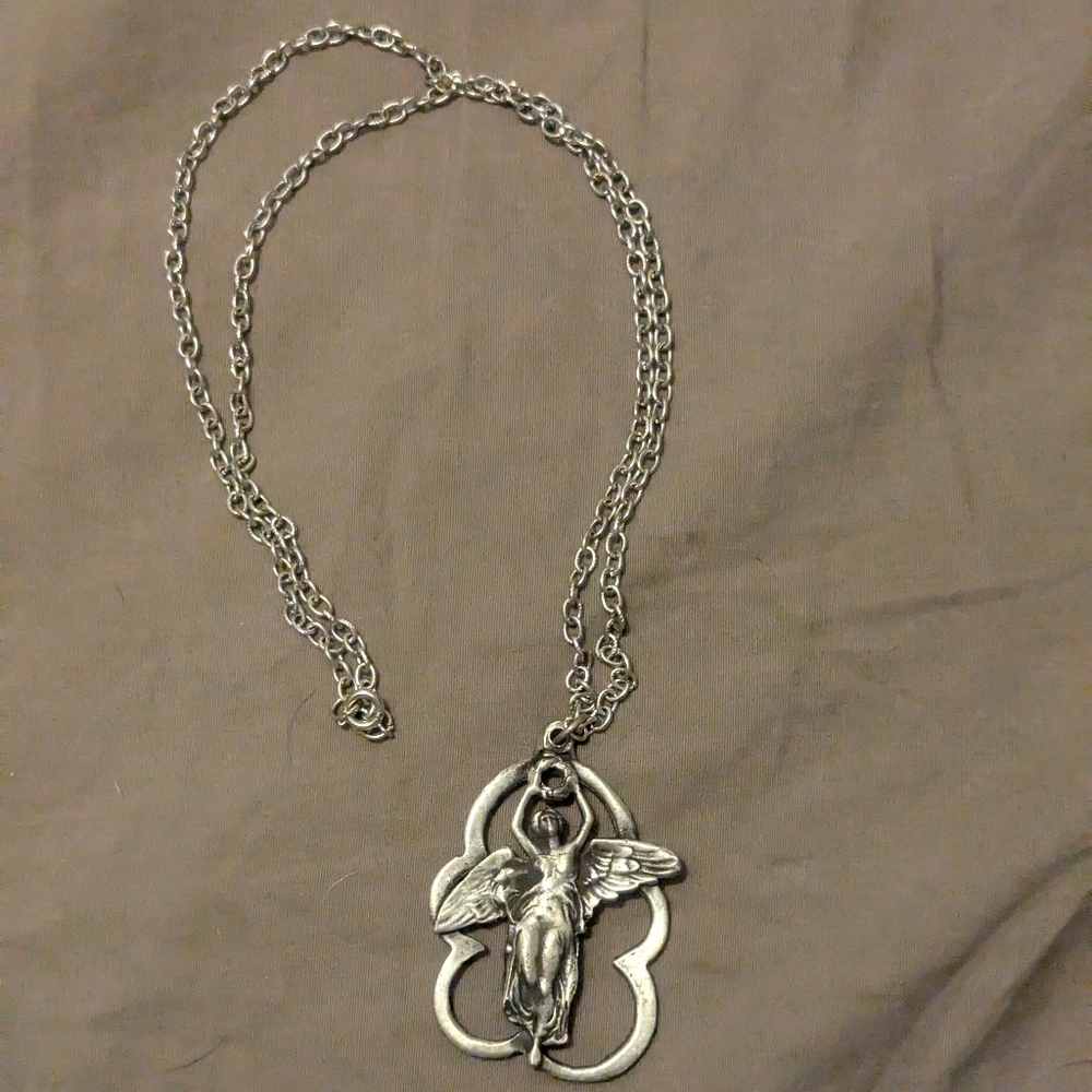 Angel pendant and chain - vintage